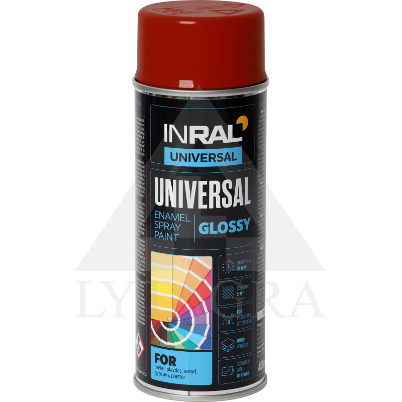 Dažai aerozoliniai INRAL UNIVERSAL RAL3000, Ugnies raudona, blizgi, 400 ml (44)