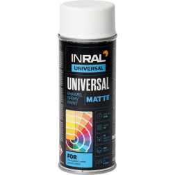 Dažai aerozoliniai INRAL UNIVERSAL,balti matiniai,  RAL9003 400 ml (03)