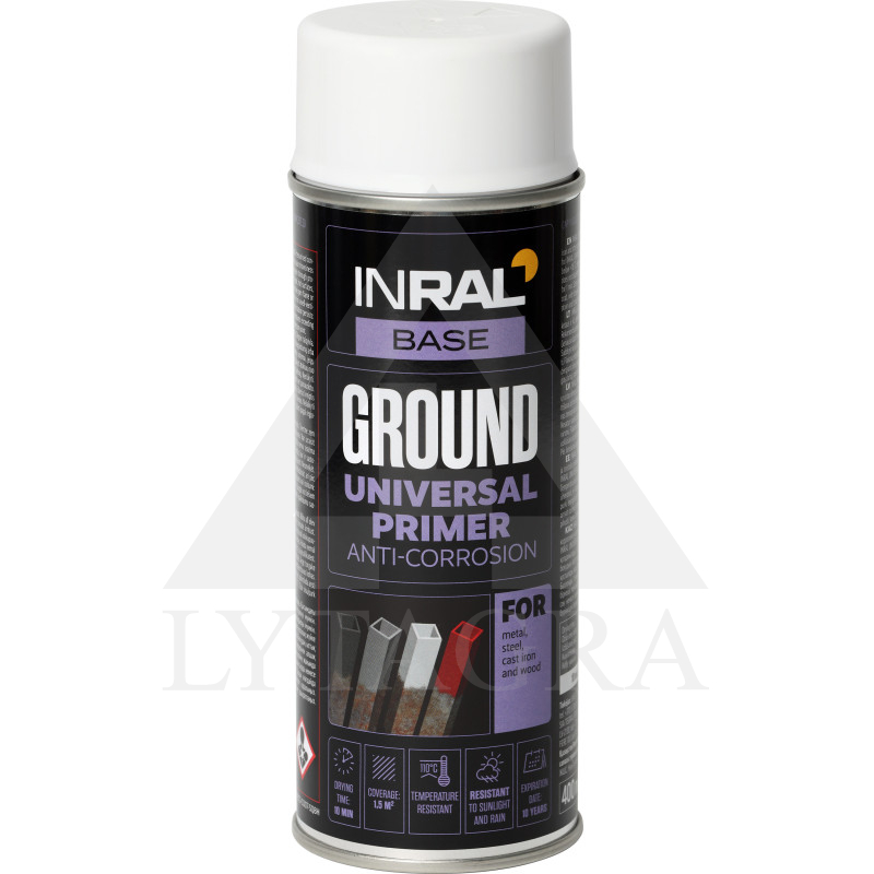 Aerozolinis antikorozinis gruntas INRAL GROUND, baltas RAL9003 400 ml