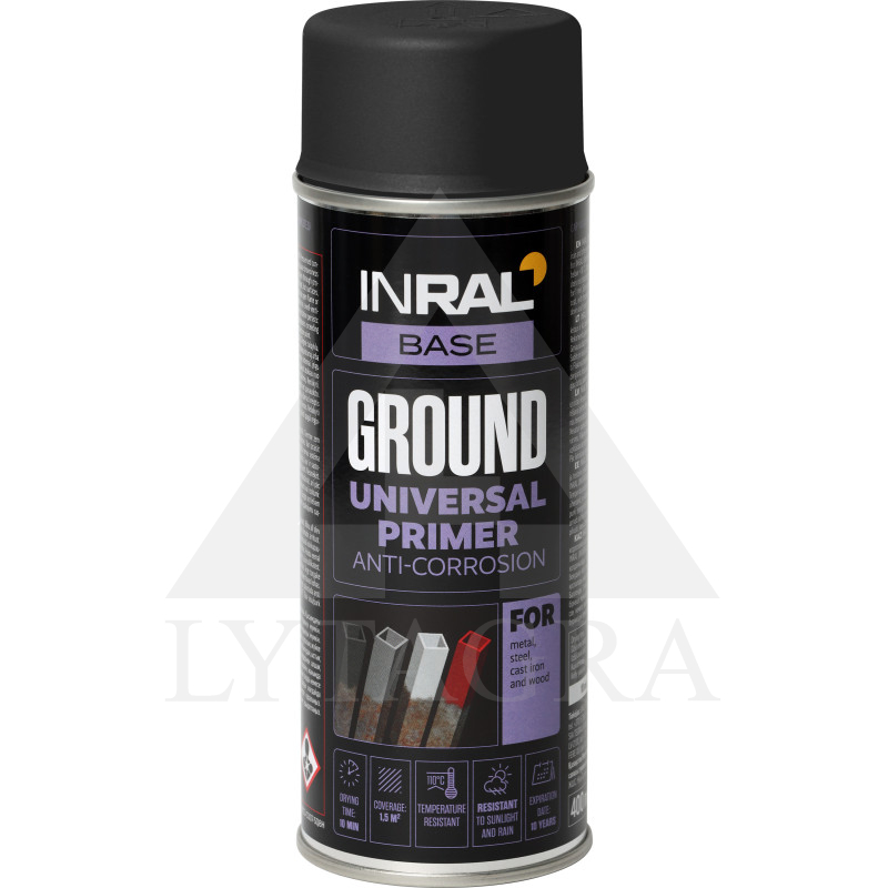 INRAL GROUND, juodas RAL9011, gruntas aerozoliniai antikoroz.