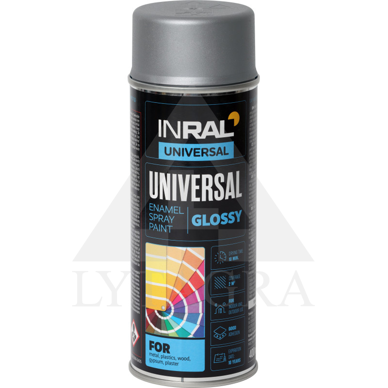 Aerozoliniai dažai INRAL UNIVERSAL sidabrinis chromas RAL9006 400 ml. (21)