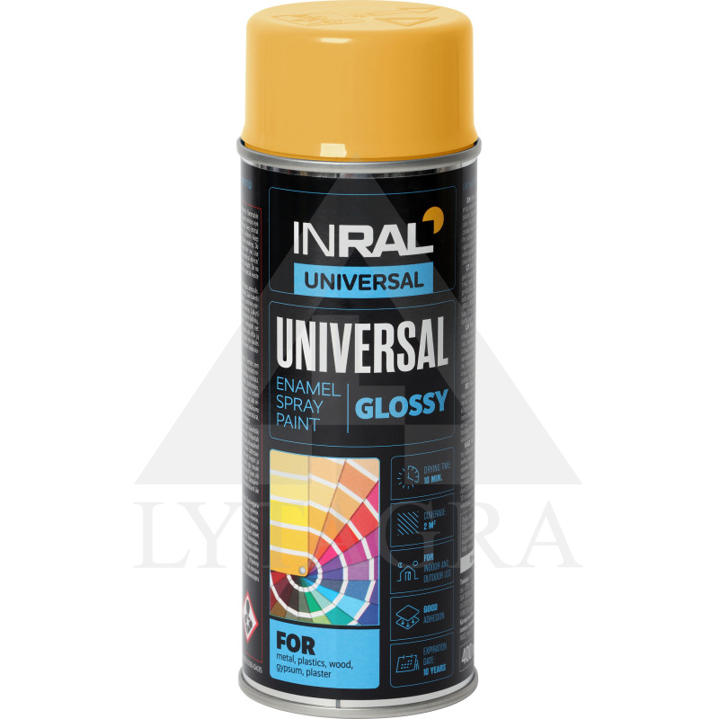 Aerozoliniai dažai INRAL UNIVERSAL geltonai melioniniai RAL1028 400 ml. (38)