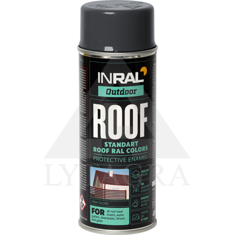 INRAL ROOF SPRAY, pilki RAL7016, dažai aerozoliniai stogo dangai