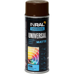 Aeroziliniai universalūs dažai INRAL UNIVERSAL šokoladiniai RAL8017 pusiau matiniai 400 ml.