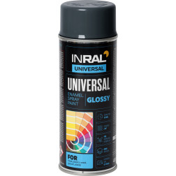 Aeroziliniai universalūs dažai INRAL UNIVERSAL antracito pilka RAL7016 blizgūs 400 ml.