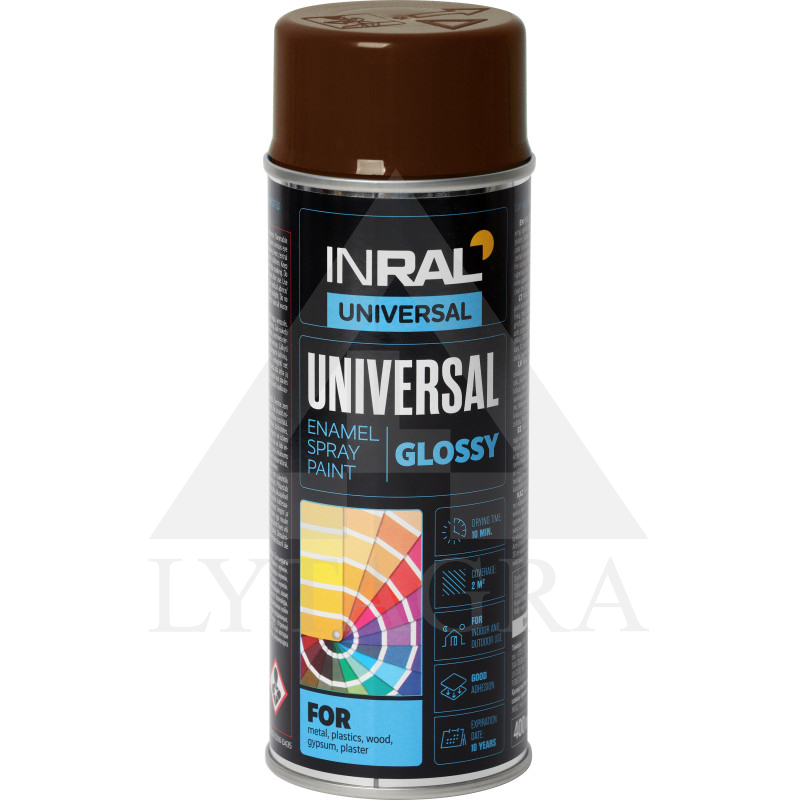 Aerozoliniai universalūs dažai INRAL UNIVERSAL ruda RAL8016 400 ml.