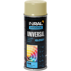 Universalūs aerozoliniai dažai INRAL UNIVERSAl smėlis RAL1001 blizgūs 400 ml.