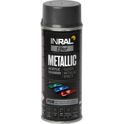 Aerozolinis akrilinis lakas INRAL METALLIC grafito juoda RAL9011 400 ml.