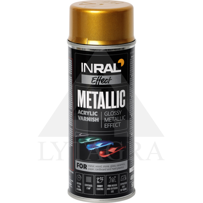 Akrilinis lakas INRAL METALLIC aukso metalo blizgūs 400 ml.
