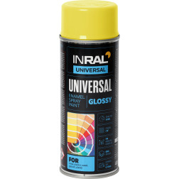 Aerozoliniai universalūs dažai INRAL UNIVERSAL geltona RAL1018 400 ml.