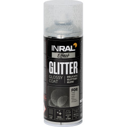 Aerozolinis lakas su blizgučiais INRAL EFFECT GLITTER skaidri sidabro blizgūs 400 ml.
