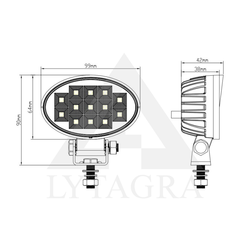 LED darbinis žibintas 12/24v 19w