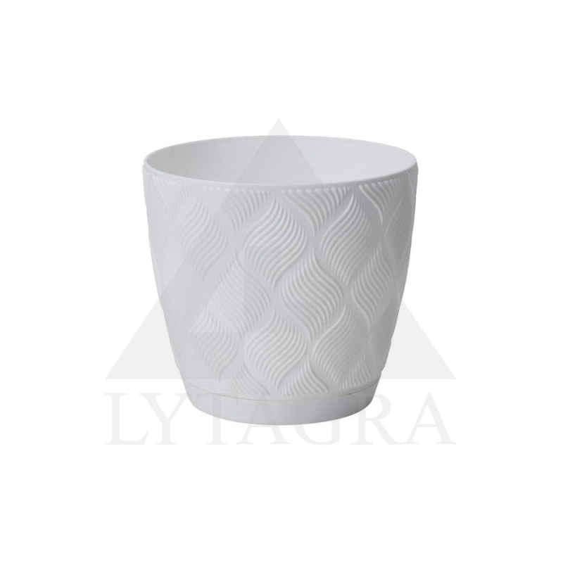 Vazonas FLOW PETIT ECO su lėkšte 17 cm