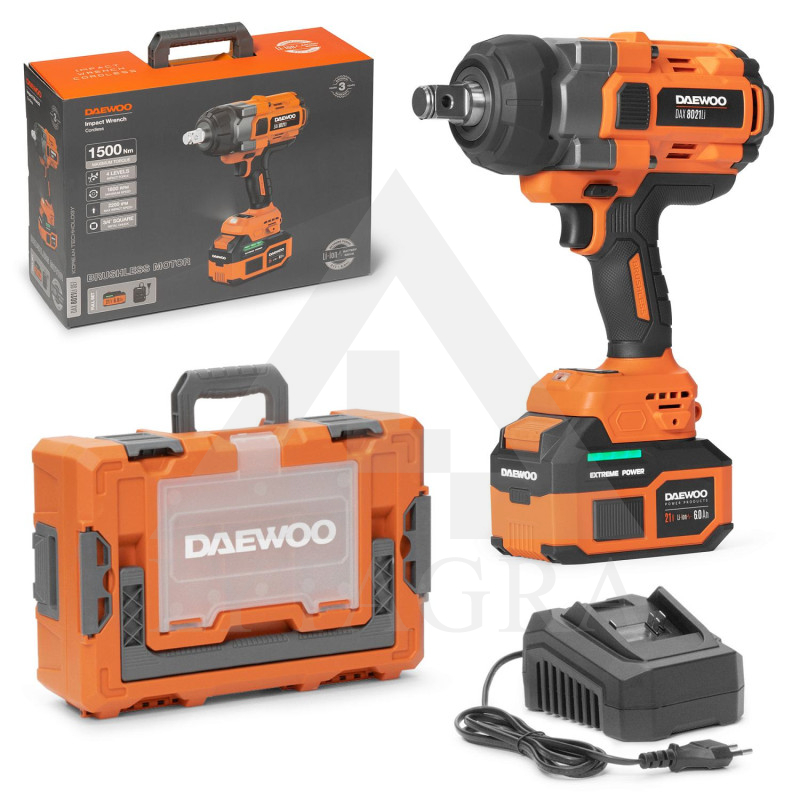 Akumuliatorinis veržliasukis 3/4" Daewoo DAX 8021Li SET