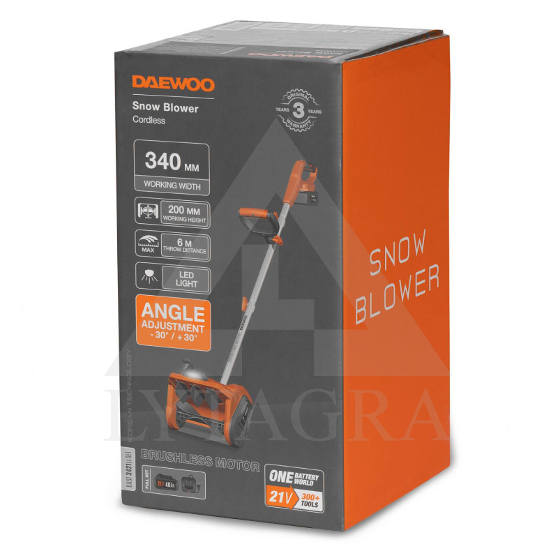 Akumuliatorinis sniego valytuvas DAEWOO DAST 3421Li SET (DAST3421Li SET) 21V