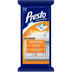 Virtuvinės valomosios drėgnos servetėlės PRESTO CLEAN 72 vnt.