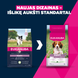 Ėdalas mažų ir vidutinių veislių šuniukams EUKANUBA su ėriena ir ryžiais 3kg