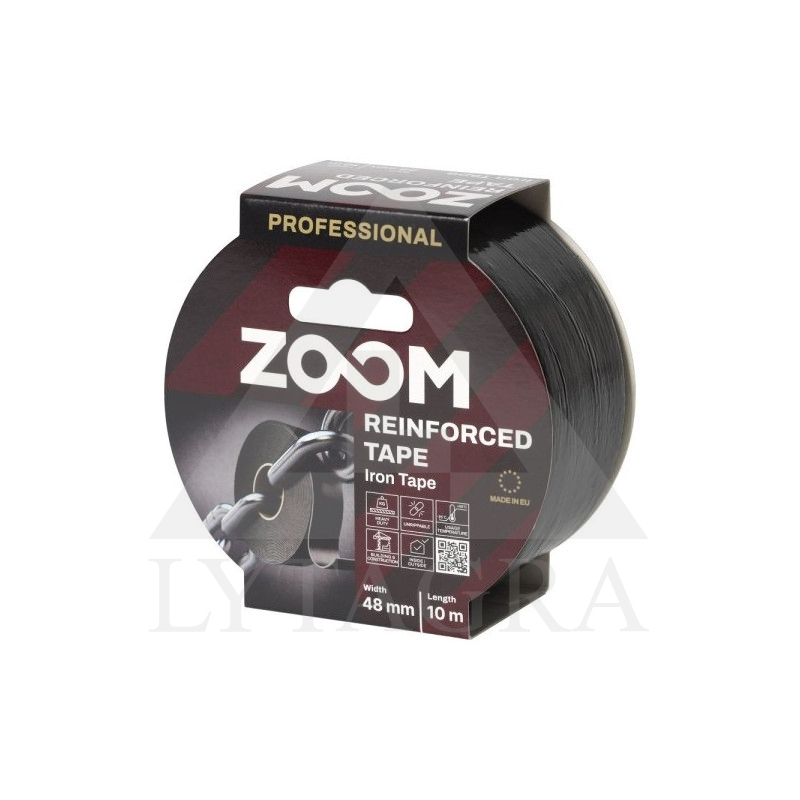 Profeasionali sustiprinta armuota juosta juoda 48mm x10m