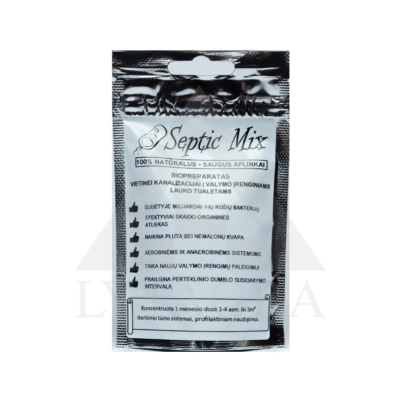 Bakterijos valymo įrenginiams, kanalizacijai, lauko tuoletams SEPTIC MIX 50 g.