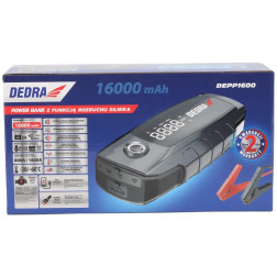 Išorinė baterija su variklio paleidimo funkcija  Dedra DEPP1600 16000mah LCD