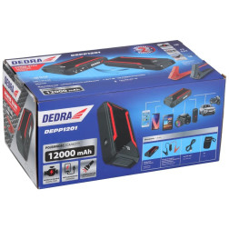 Išorinė baterija su variklio paleidimo funkcija Dedra DEPP1201 12000mah LCD