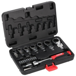 Keičiamų veržliarakčių galvučių komplektas su raktu  Dedra 17L5001, 6–19 mm