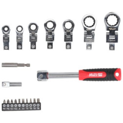 Keičiamų veržliarakčių galvučių komplektas su raktu  Dedra 17L5001, 6–19 mm