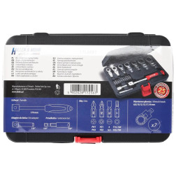 Keičiamų veržliarakčių galvučių komplektas su raktu  Dedra 17L5001, 6–19 mm