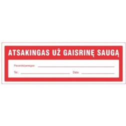 Lipdukas "atsakingas už priešgaisrinę apsaugą"