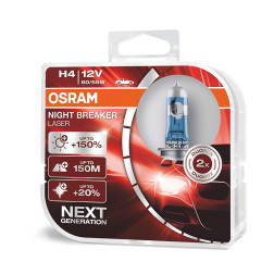 H4 Lempučių komplektas 12v 60/55w +150% Osram night breaker laser
