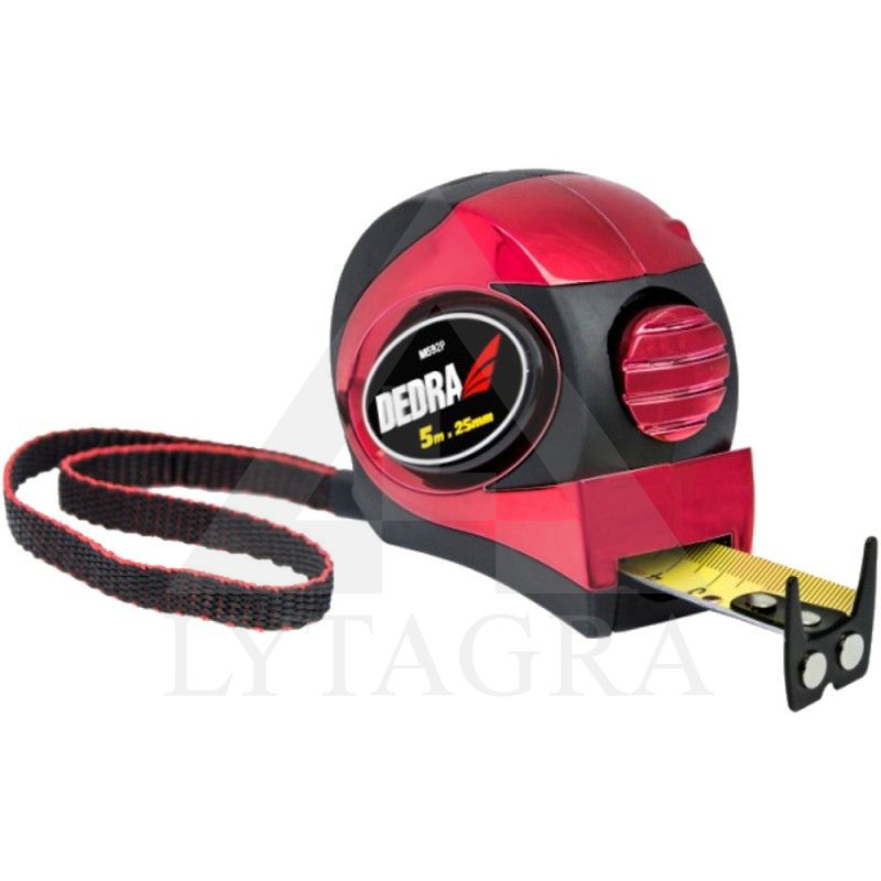 Rulete Dedra M392P 3 m/16 mm, raudona, automatinis stabdis