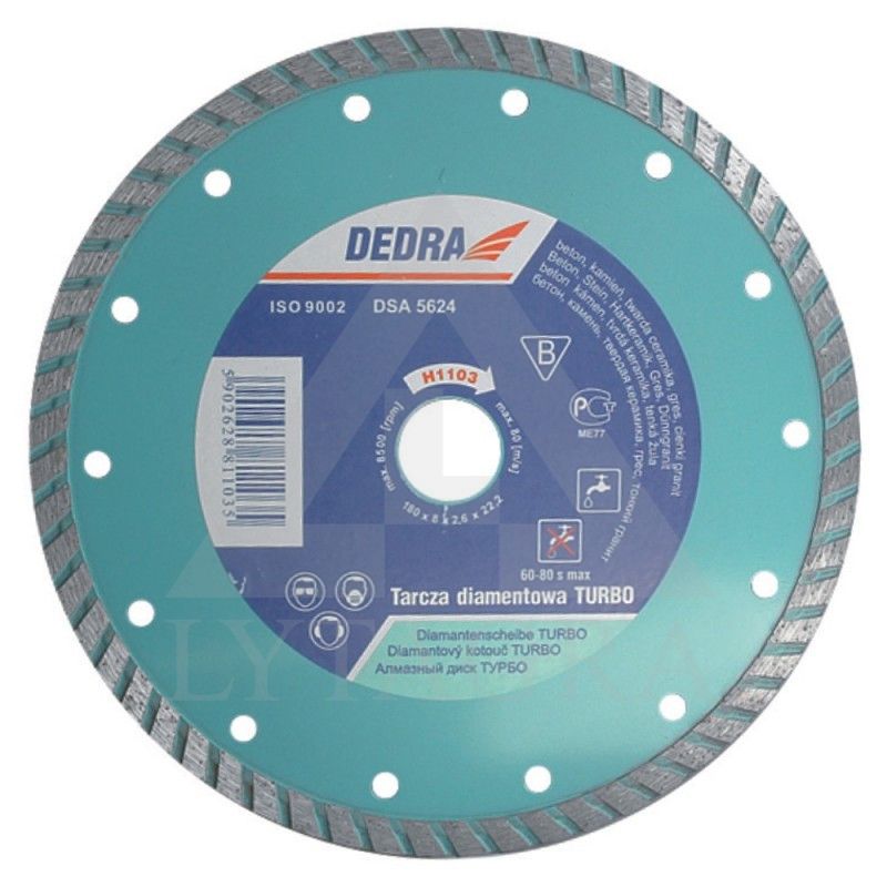 Deimantinis diskas Dedra H1100 sausam/šlapiam pjovimui 115x22,2mm