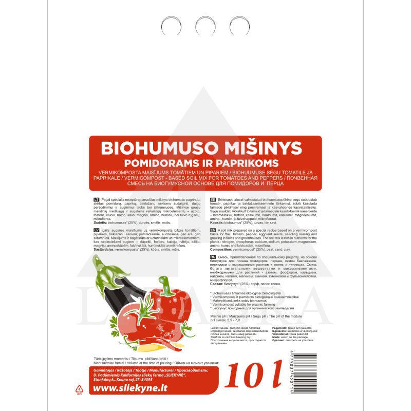 Biohumuso mišinys pomidorams ir paprikoms 10L