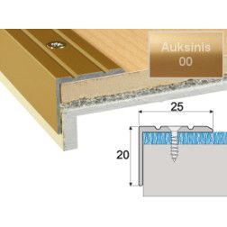 Profilis Effector A36 laiptams auksinis 90 cm 25x20 mm