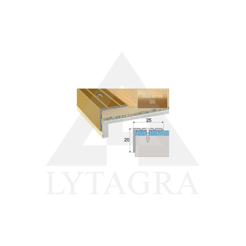Profilis Effector A36 laiptams auksinis 90 cm 25x20 mm