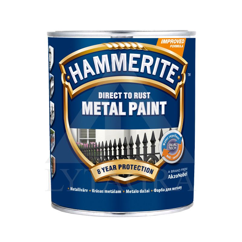 Dažai HAMMERITE SMOOTH FINISH black 5 l