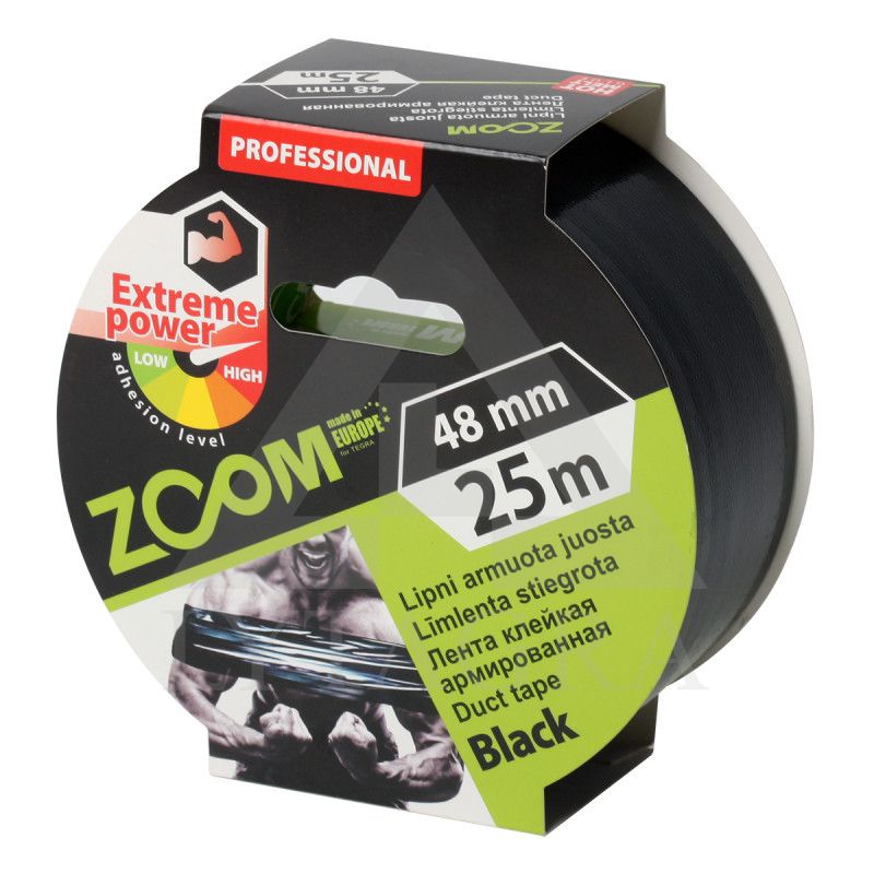 Profesionali armuota juostelė, 48 mm x 25 m, Juoda, ZOOM
