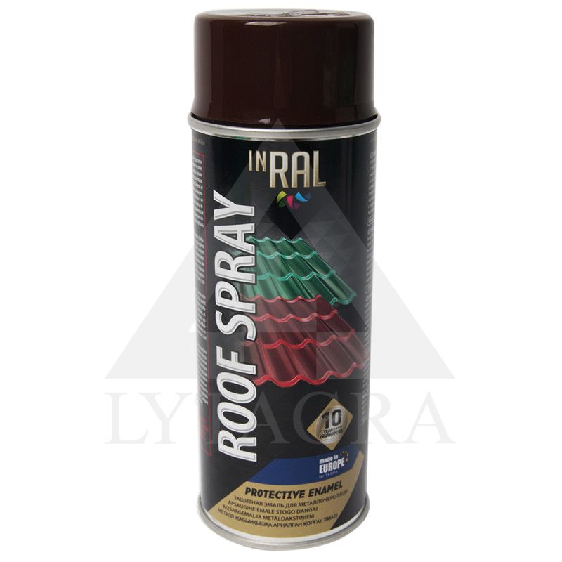 INRAL ROOF SPRAY, šokoladiniai RAL8017, dažai aerozoliniai stogo dangai INRAL ROOF SPRAY, šokoladiniai RAL8017, dažai aerozoliniai stogo dangai