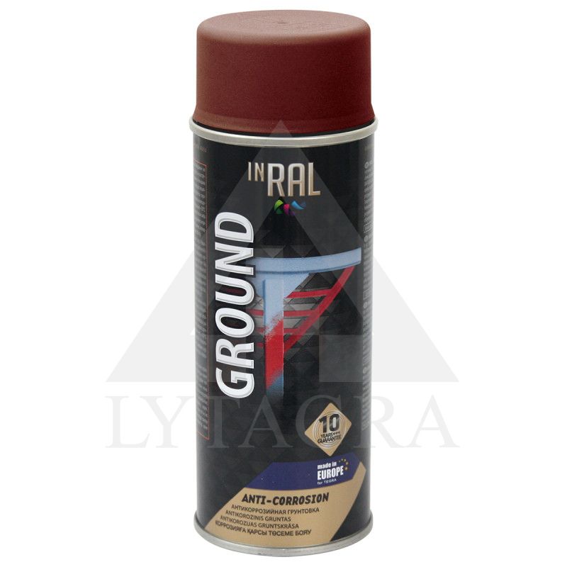 INRAL GROUND, raudonas RAL3009, gruntas aerozoliniai antikoroz.