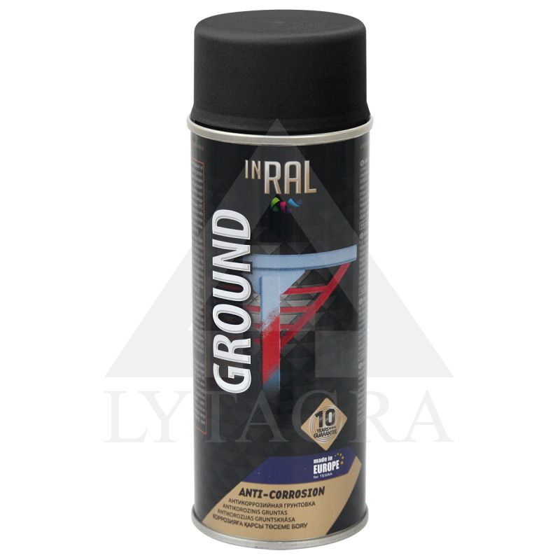 INRAL GROUND, juodas RAL9011, gruntas aerozoliniai antikoroz.