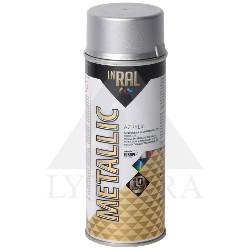 Aerozolinis akrilinis lakas, METALLIC, sidabrinis, INRAL
