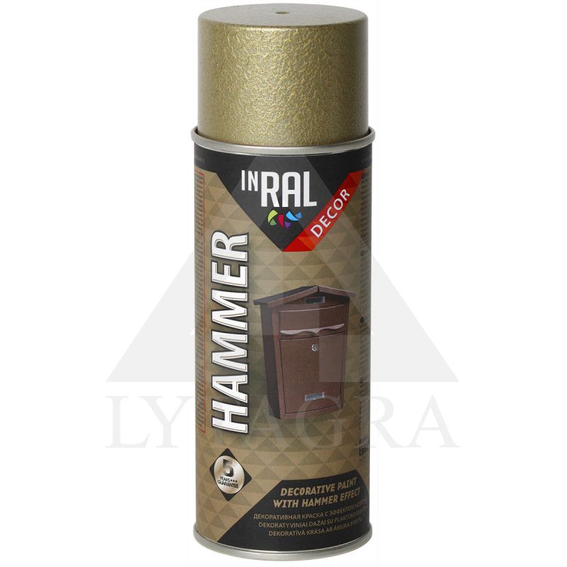 Aerozoliniai dažai, DECOR HAMMER, auksas, INRAL