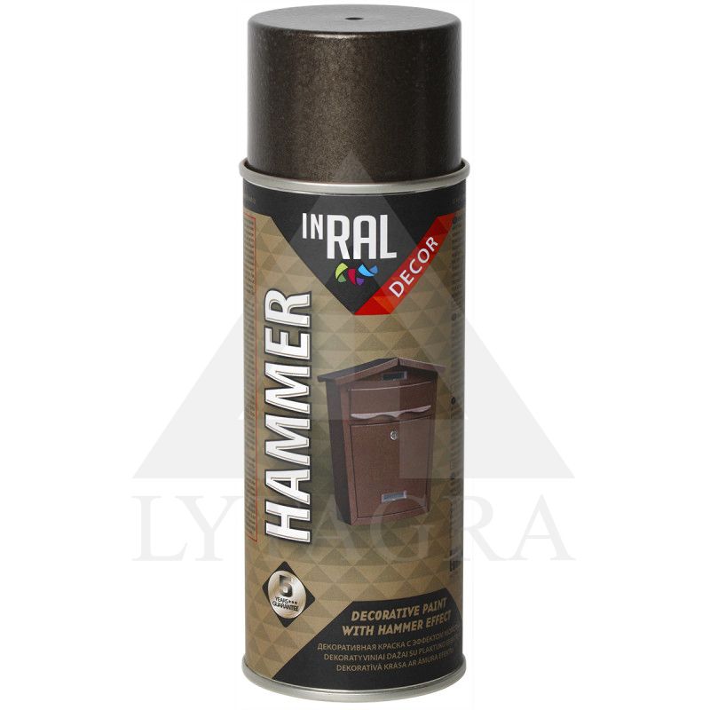 Aerozoliniai dažai, DECOR HAMMER, antracitas, INRAL