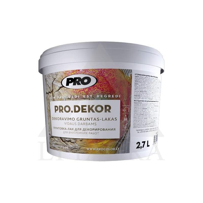 Dekoravimo gruntas-lakas PRO.DEKOR 2,7L blizgus
