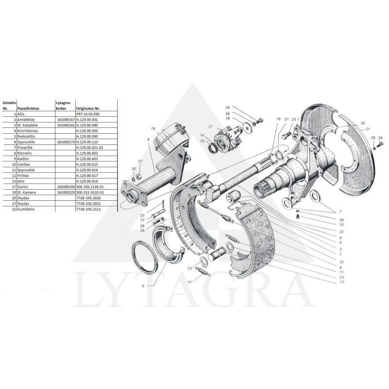 Stabdžių kaladėlių antdėklas 1 PTS 9 H.129.00.001