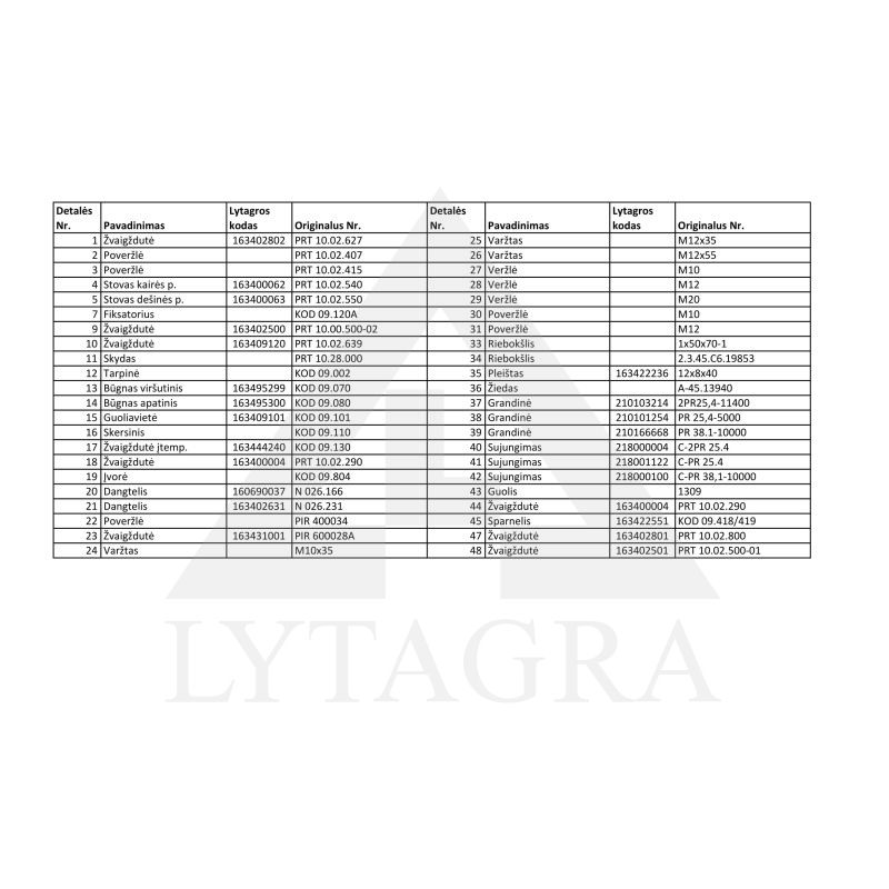 Būgnas PRT-10 apatinis  KOD 09.080