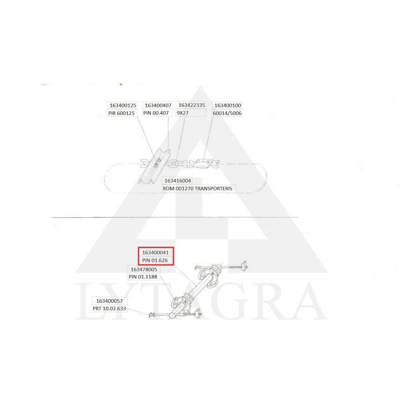 Priekinis velenas ROU-6 PIN 01.626