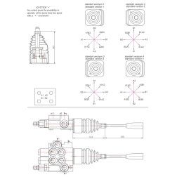 Kryptynio hidraulikos valdymo vožtuvo valdymo svirtis SP-P80/J