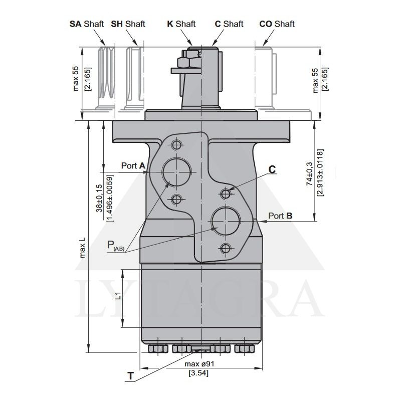 Hidraulinis variklis BMP250 25mm 237aps/min 8.2kw 250cm3