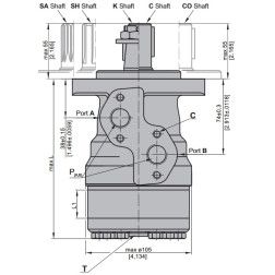 Hidraulinis variklis BMR160 25mm 375aps/min 12.3kw 159.6cm3